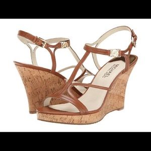 MICHAEL Michael Kors Cicely Wedge Leather Luggage brown NIB